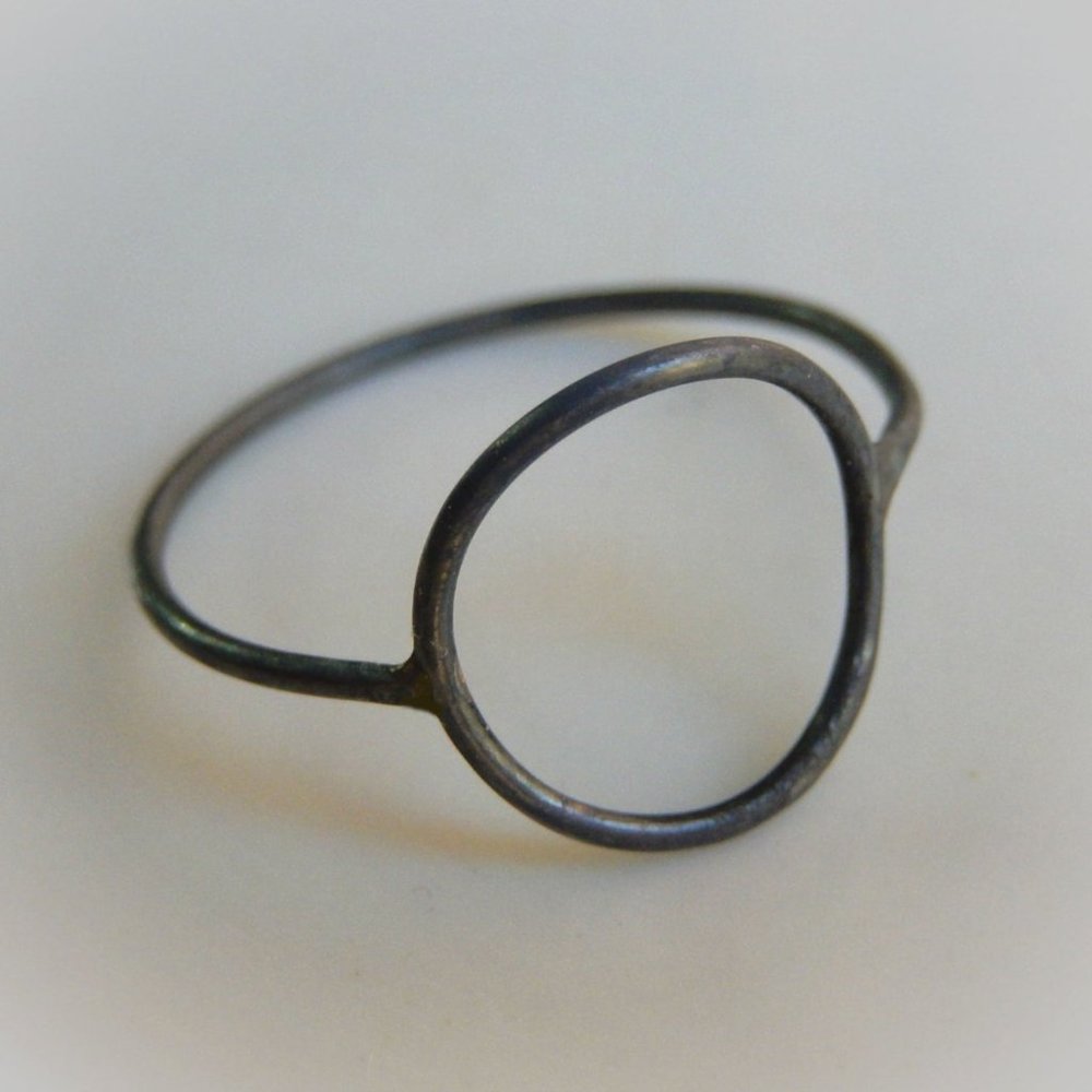 Oxidized Sterling Silver Open Circle Ring